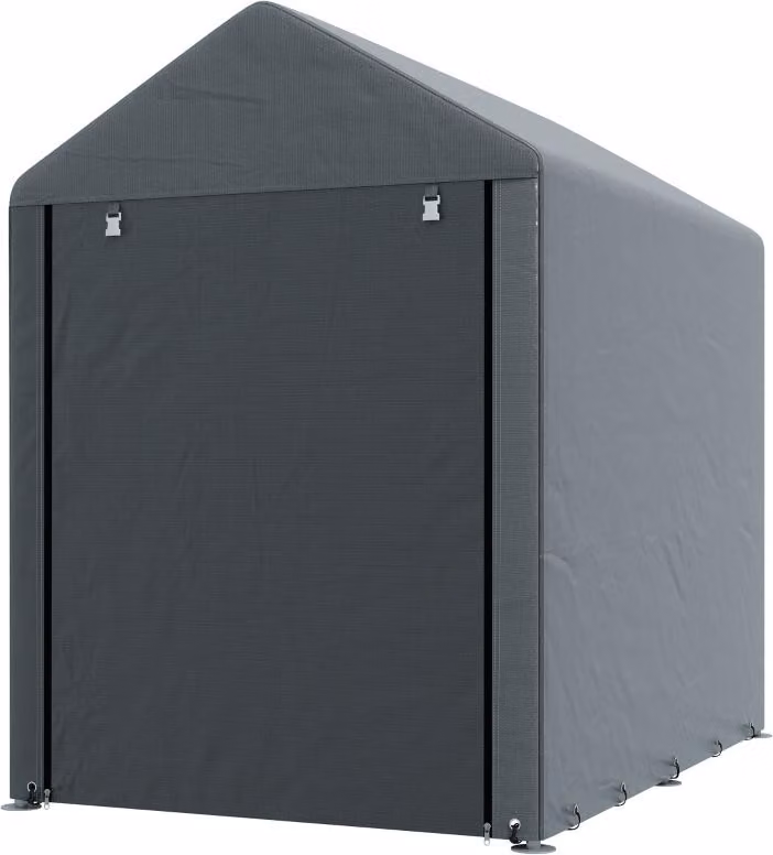 Fortuna Lai Casetta da giardino, tenda da magazzino, robusta e resistente alle intemperie, telaio in acciaio, 1,2x1,8x1,6 m, grigio scuro