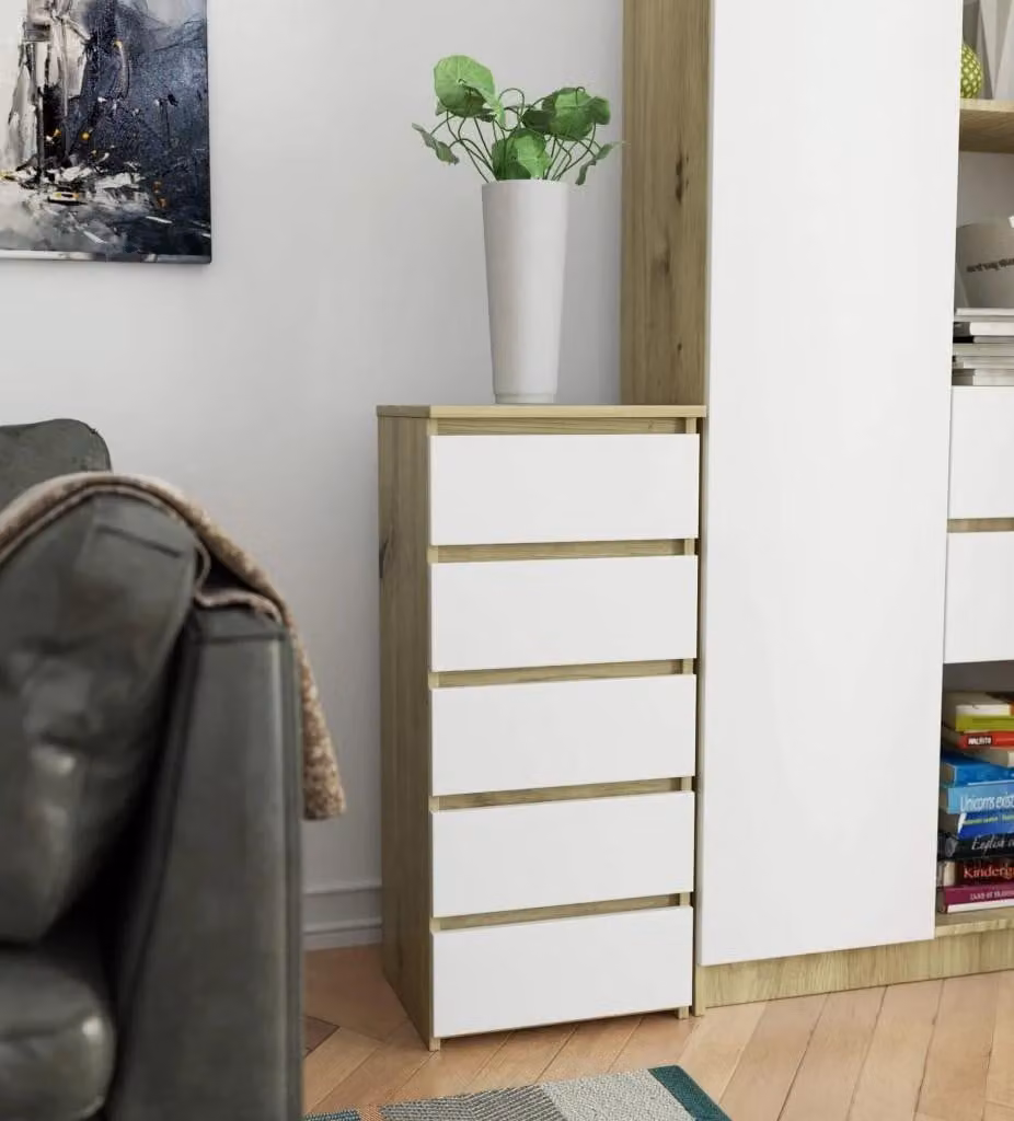 Comò con cassetti VALESTRA - rovere artisan / bianco