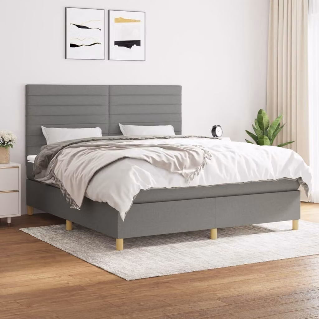 Maison Exclusive - Giroletto a Molle con Materasso Grigio Scuro 160x200 cm Tessuto