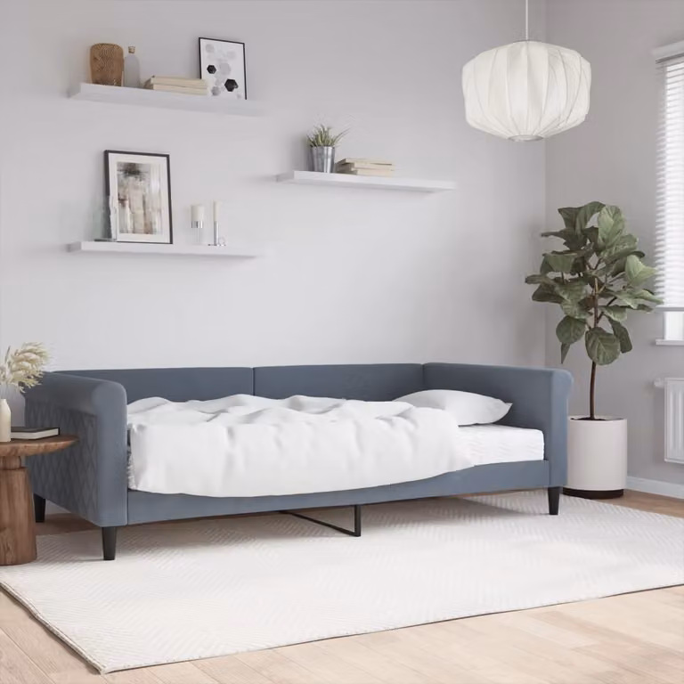vidaXL Divano Letto in Velluto Grigio con Materasso L/P: 100 x 200 cm