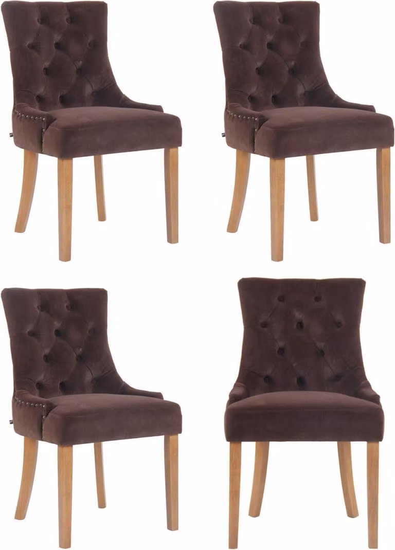 set di 4 sedie da pranzo in velluto - Sedie da cucina - Elevato comfort di seduta