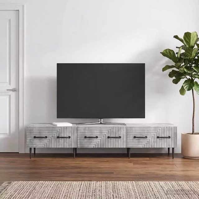 Mobile TV moderno vidaXL con cassetto in legno, Grigio, L 147 x P 34,5 x H 30 cm