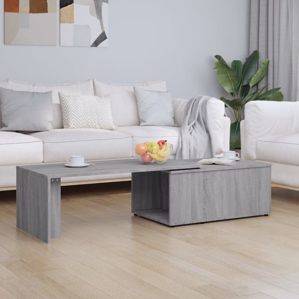 The Living Store Tavolino Grigio Sonoma 150x50x35 cm Materiale a base di legno