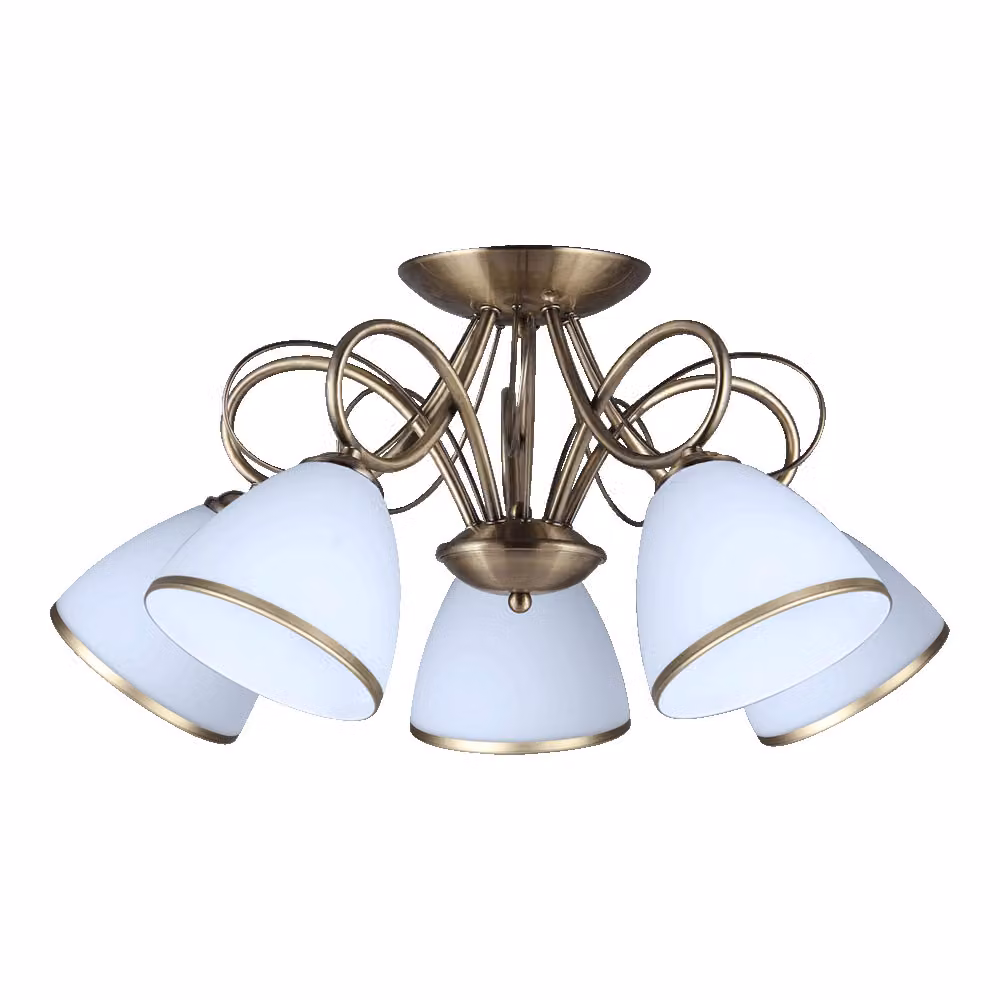 Plafoniera ASTER 5xE27/40W ottone antico satinato/bianco dimmerabile