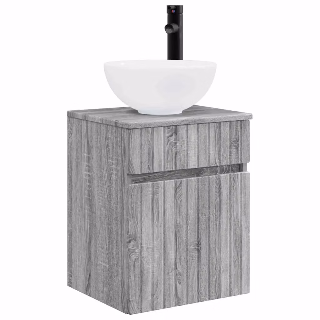 Mobile lavabo da parete vidaXL moderno grigio con cassetti interni L: 39 cm, P: 35 cm, H: 63 cm – 2