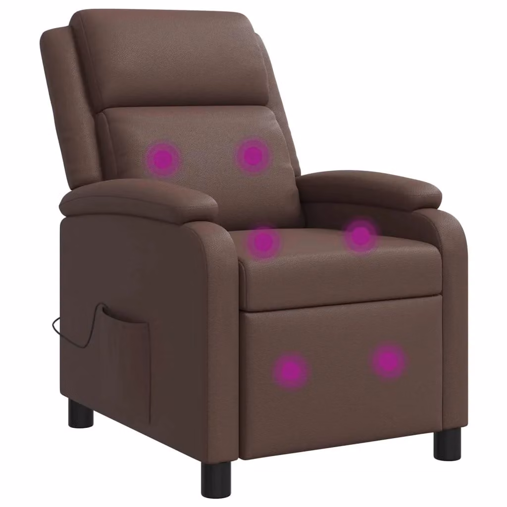 Poltrona Relax Massaggiante in Similpelle Marrone con Braccioli e Design Moderno – 2