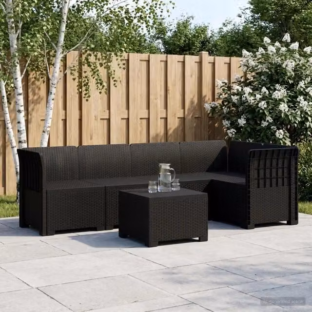 Divano da Giardino 5 Posti Stile Rattan PP Antracite 3444066