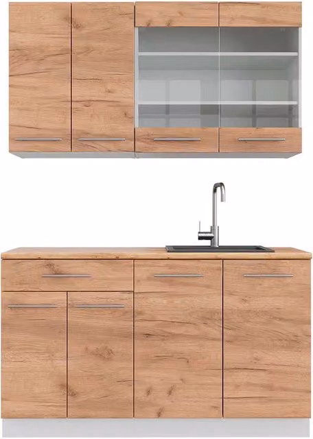 Cucina completa Fame-Line Rovere dorato/Bianco 140 cm, PL Rovere Vicco