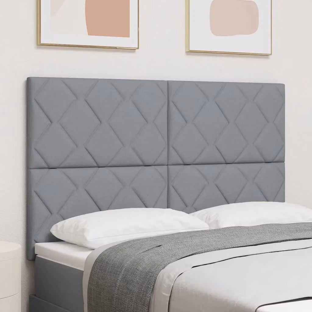 Testiera per letto imbottita vidaXL in tessuto grigio con design moderno e decoro geometrico, L: 144 cm