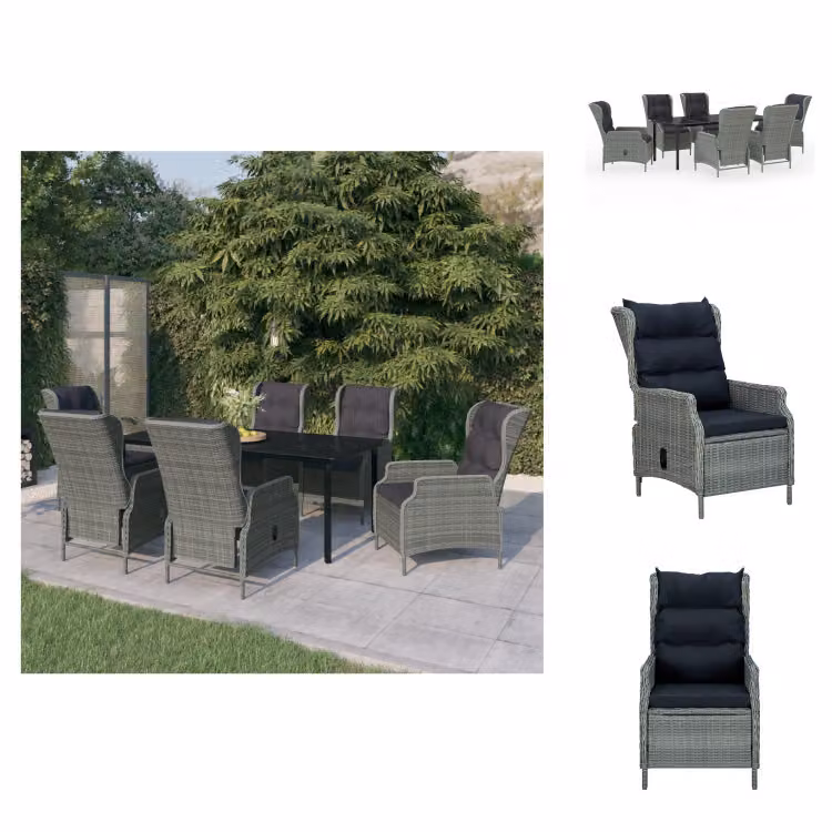 vidaXL set da pranzo da giardino 7 pezzi grigio chiaro - Set di mobili da giardino