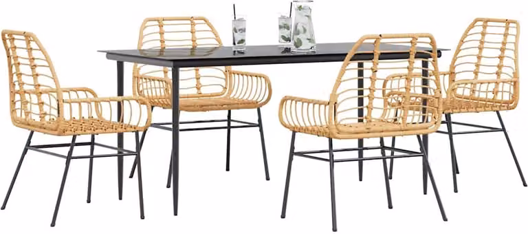 Maison Exclusive - Set da Pranzo da Giardino 5pz Polyrattan Vetro