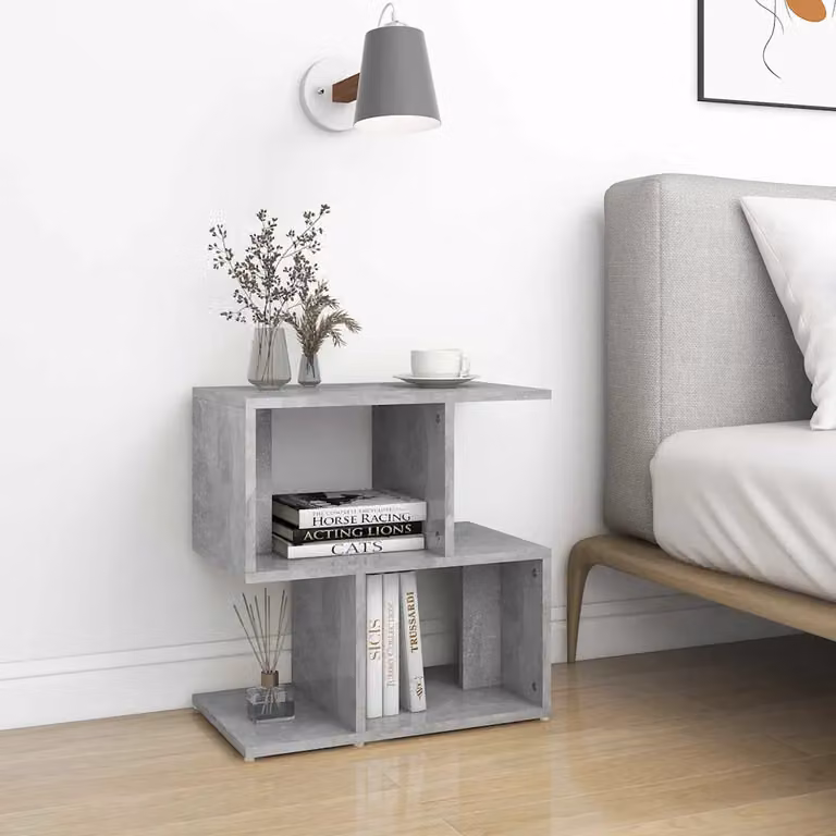 Set di 2 comodini vidaXL in legno multistrato, colore grigio cemento, L 50 cm x P 30 cm x H 51,5 cm