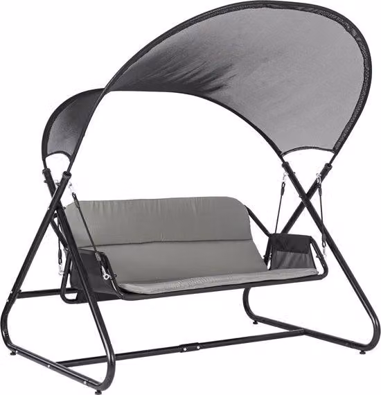 Sdraio da giardino - Sedia a dondolo - Dondolo hollywoodiano - Grigio - 164x184x152 cm