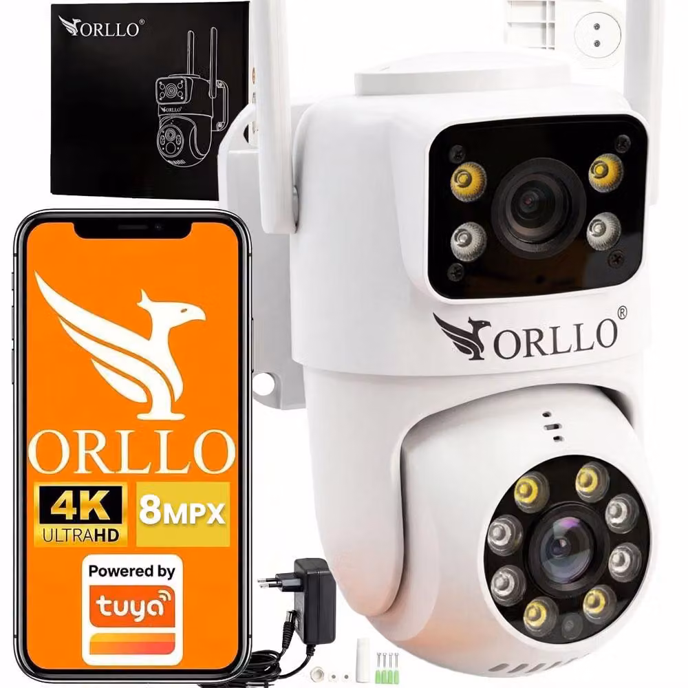Telecamera Wi-Fi 4K AI, interna/esterna, rotante, con LED, ORLLO TZ19, modello dual