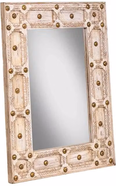 Specchio in legno marrone fatto a mano, 80x4x107h cm