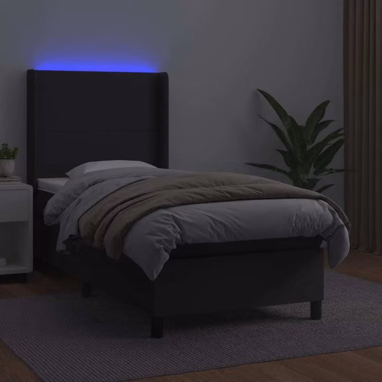 Maison Exclusive - Giroletto a Molle con Materasso e LED Nero 100x200cm Pelle finta