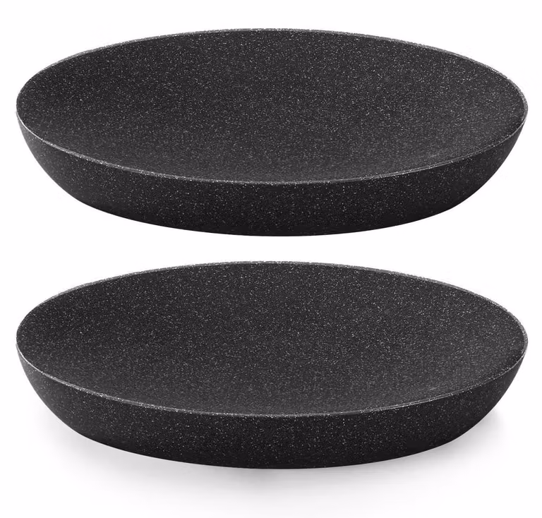 Portasapone in marmo effetto ottico, set da 2, forma ovale, colore nero