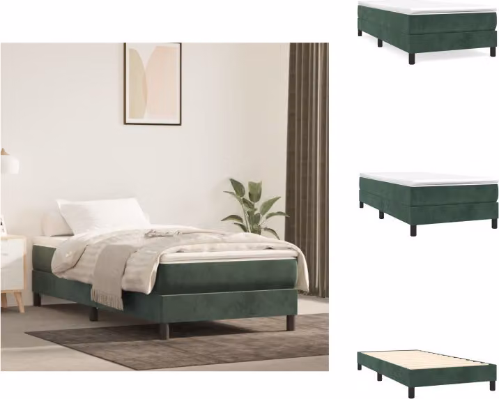 vidaXL Letto a molle verde scuro 80x200 cm in velluto - Letti e strutture letto