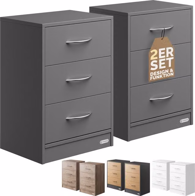 Comodino sospeso Eloise Casaria® grigio con illuminazione integrata L: 54 cm, P: 39 cm, H: 28 cm