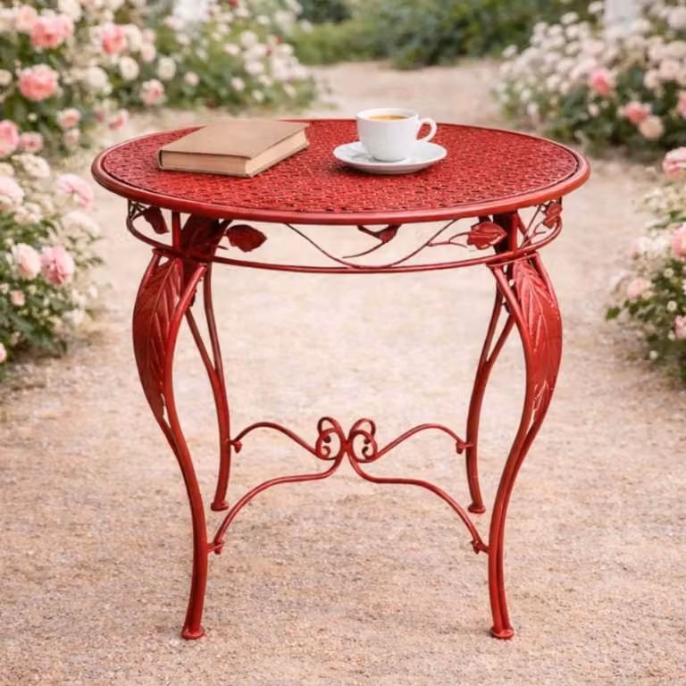 DanDiBo Tavolo Bistro Rotondo 70cm Metallo Ferro Rosso Resistente alle Intemperie Rosso 96711 Tavolo da Giardino Tavolo in Metallo Antico Tavolo da Balcone Tavolo da Patio Tavolo da Giardino
