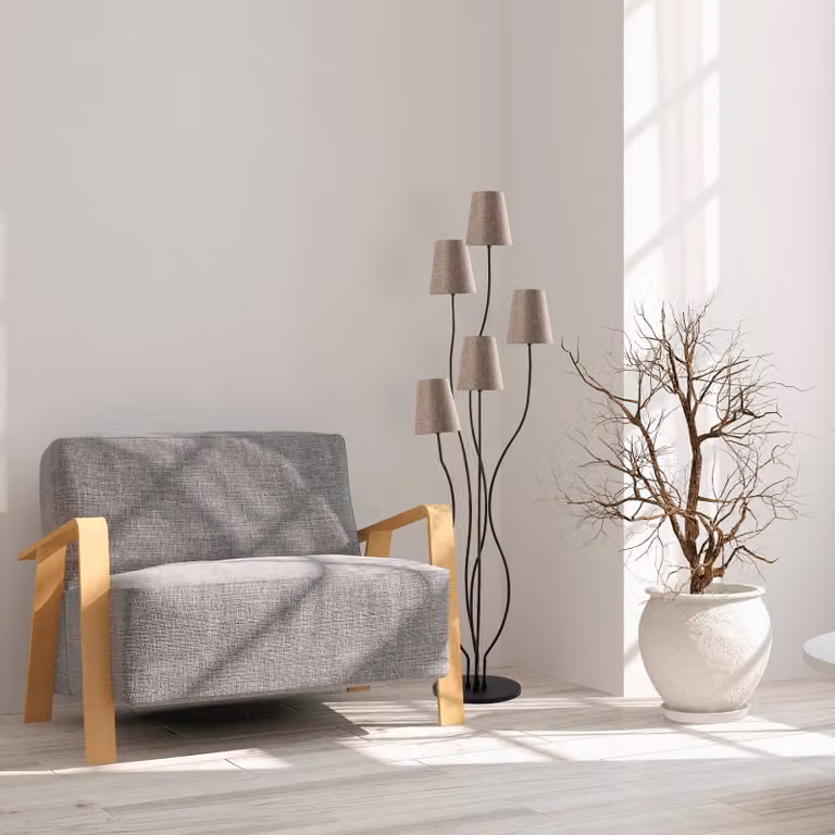 Opviq, Bonibon- Bonibon FLG, nero, beige, lampada da terra, 44 x 44 x 160 cm, corpo in metallo
