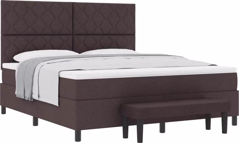 Letto a molle con testiera marrone scuro 180 x 200 cm in tessuto