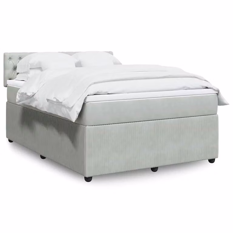 vidaXL Letto Ibrido con Materasso in Velluto Grigio e Bianco L/P: 160 x 200 cm