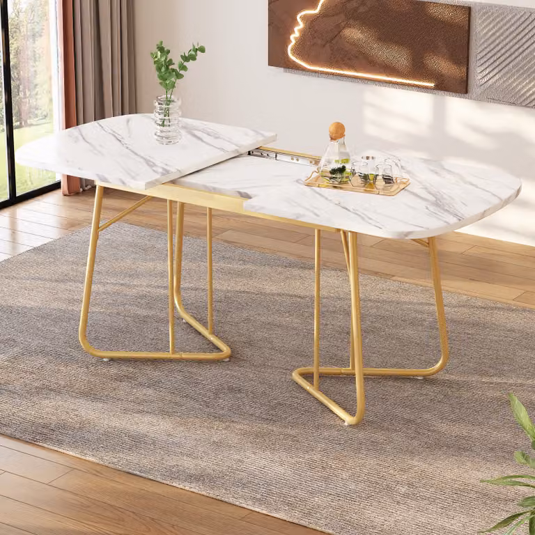 STILVORA Tavolo da pranzo rettangolare con struttura telescopica, tavolo da salotto e da cucina per 4-6 persone, tavolino da salotto in stile minimalista, bianco