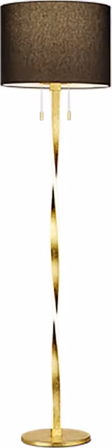 Piantana con paralume, metallo e tessuto, nero e oro, H 160 cm, Nandor