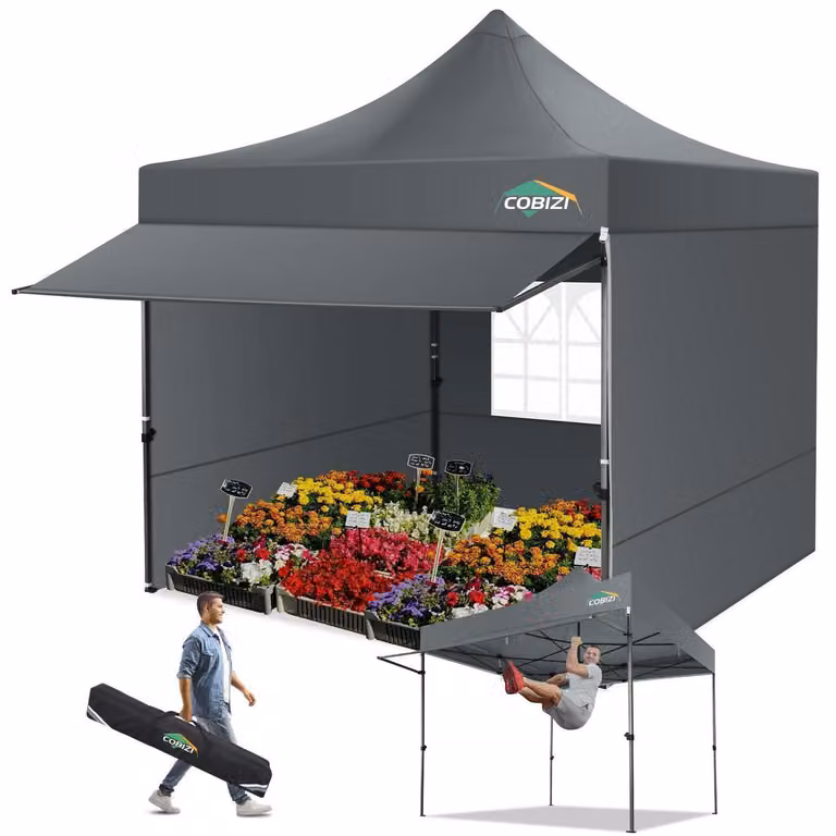 Padiglione 3x3 metri, impermeabile, stabile, resistente alle intemperie invernali, pieghevole, con pareti laterali, protezione UV, colore grigio