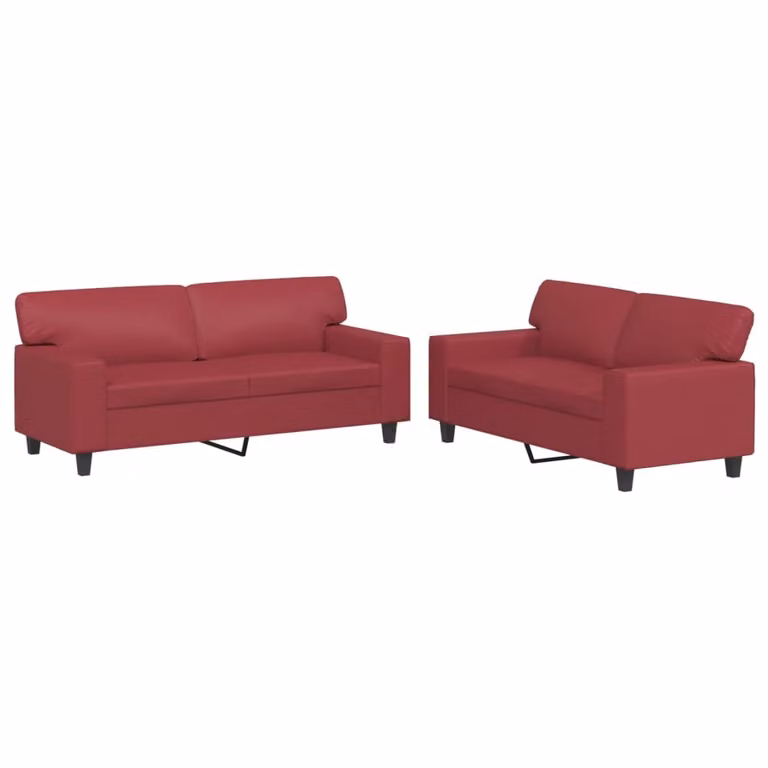 Set di Divani 2 pz Rosso Vino in Pelle finta