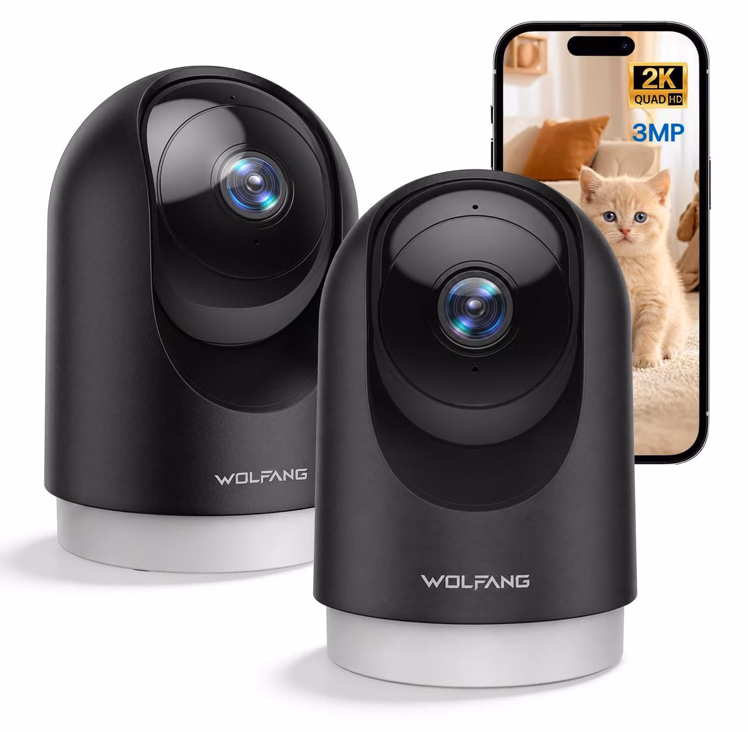 Telecamera di sicurezza interna 2K, telecamera Wi-Fi interna con rotazione a 360° (PTZ), tracciamento automatico e visione notturna