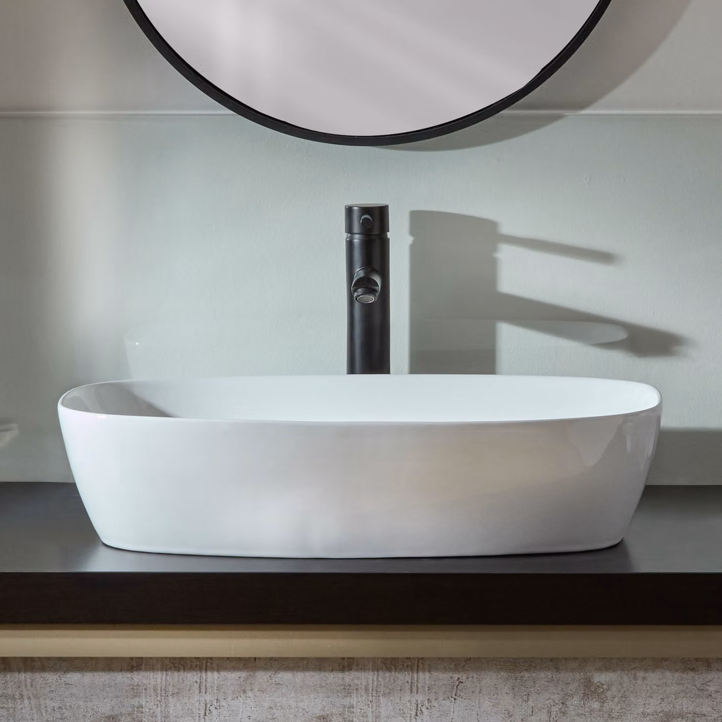 Lavabo d'Appoggio Ovale - 600mm x 380mm (Senza Fori per la Rubinetteria)