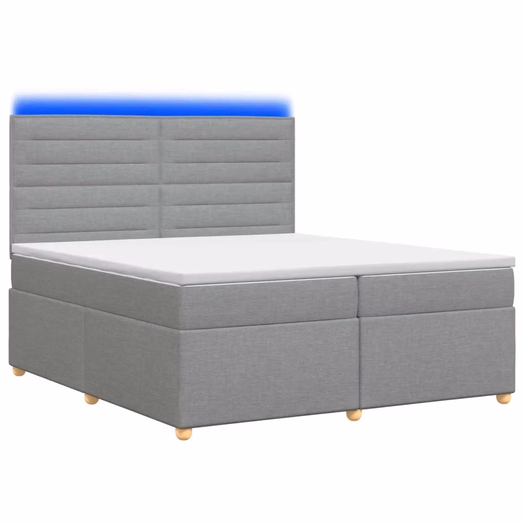 Letto box spring ibrido vidaXL con materasso a molle insacchettate e base contenitore con illuminazione sottostante e porta USB, Grigio, 200 x 200 cm – 2