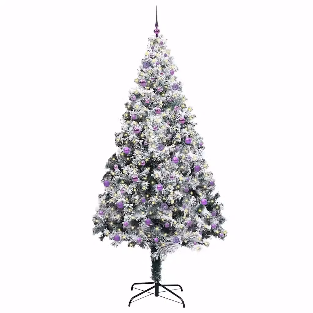 Albero di Natale Artificiale Moderno vidaXL Verde con 300 LED Bianco Caldo, Altezza: 240 cm – 2