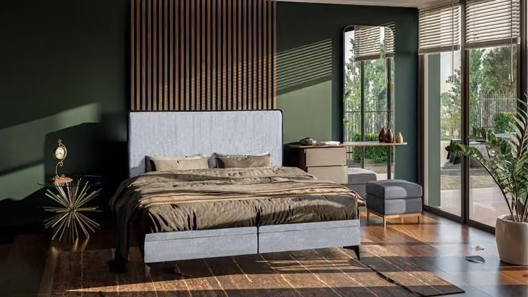 Bett Modern Doppelbett Designer Schlafzimmer Polster Stoff Möbel Betten