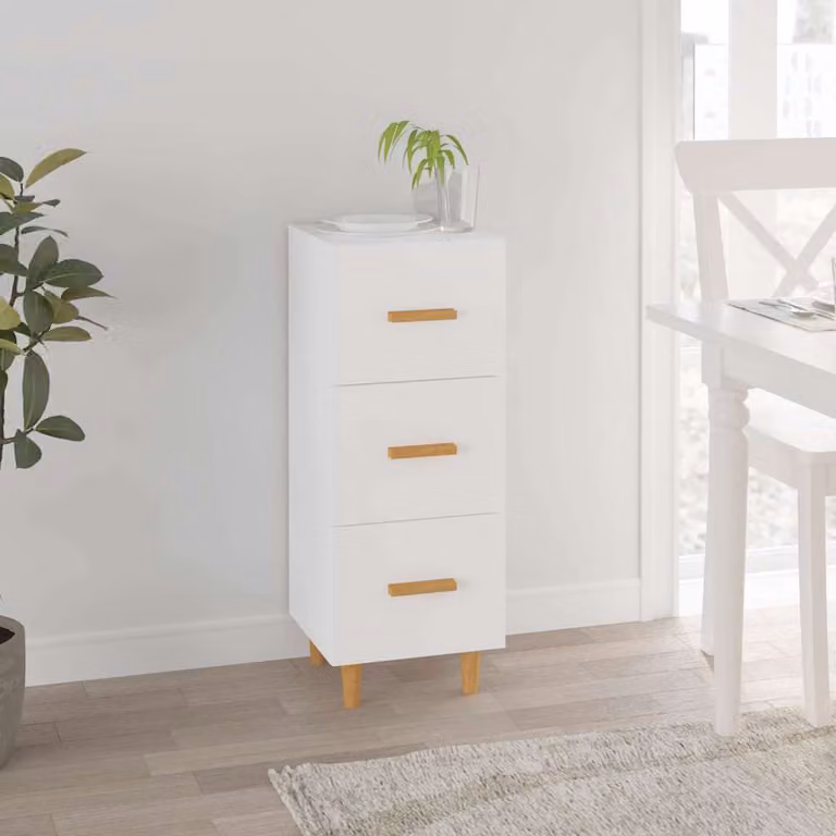 Credenza moderna vidaXL bianca in legno e MDF per soggiorno L 34,5 cm x P 34 cm x H 90 cm