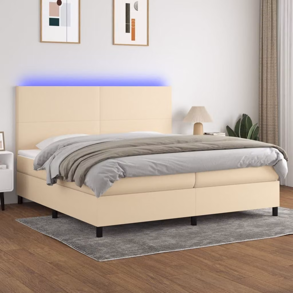 Maison Exclusive - Letto a Molle Materasso e LED bianco 200x200cm in Tessuto