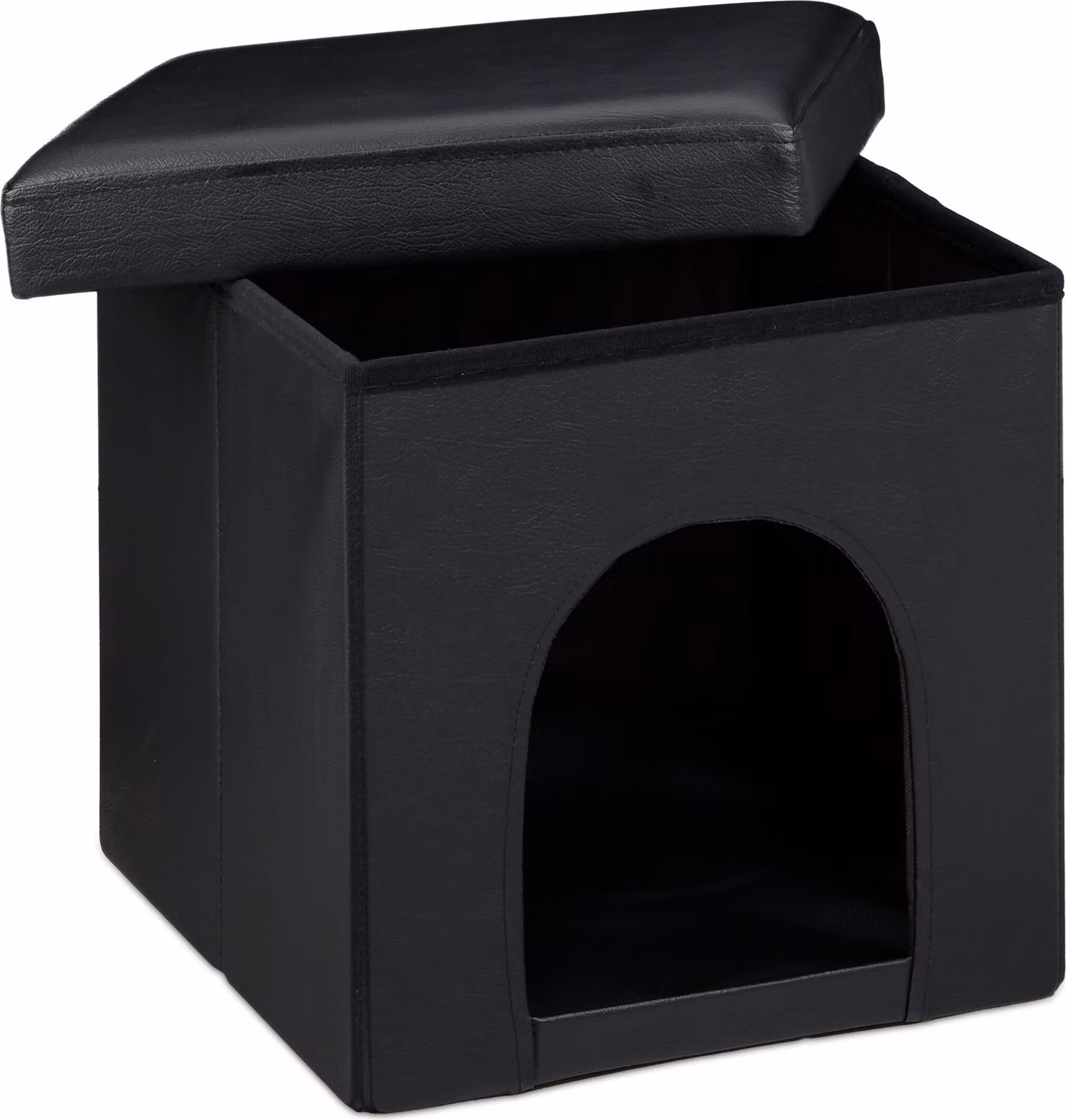 relaxdays 10019046_46 relaxdays Sitzhocker mit Hundebox schwarz 38,0 x 38,0 x 38,0 cm