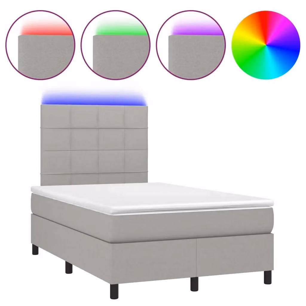 Letto Ibrido con Materasso e Illuminazione LED vidaXL Grigio Chiaro L/P/H: 120 x 200 cm – 2