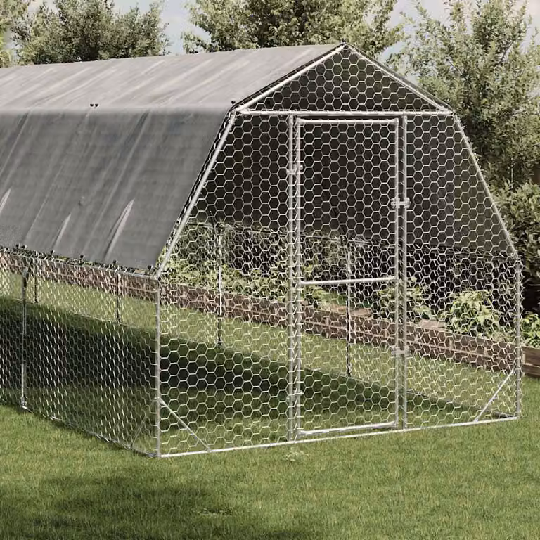 vidaXL Recinto per Polli con Tetto 2,5x6x2,25 m in Acciaio Zincato