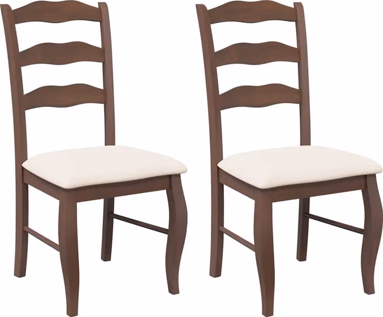 Sedie da Pranzo con Cuscini 2pz Marrone Legno Massello di Hevea
