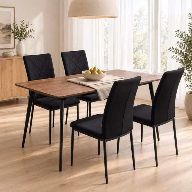 Set di 4 sedie da pranzo imbottite in velluto con struttura in metallo, sedie ergonomiche per cucina e soggiorno, capacità fino a 120 kg