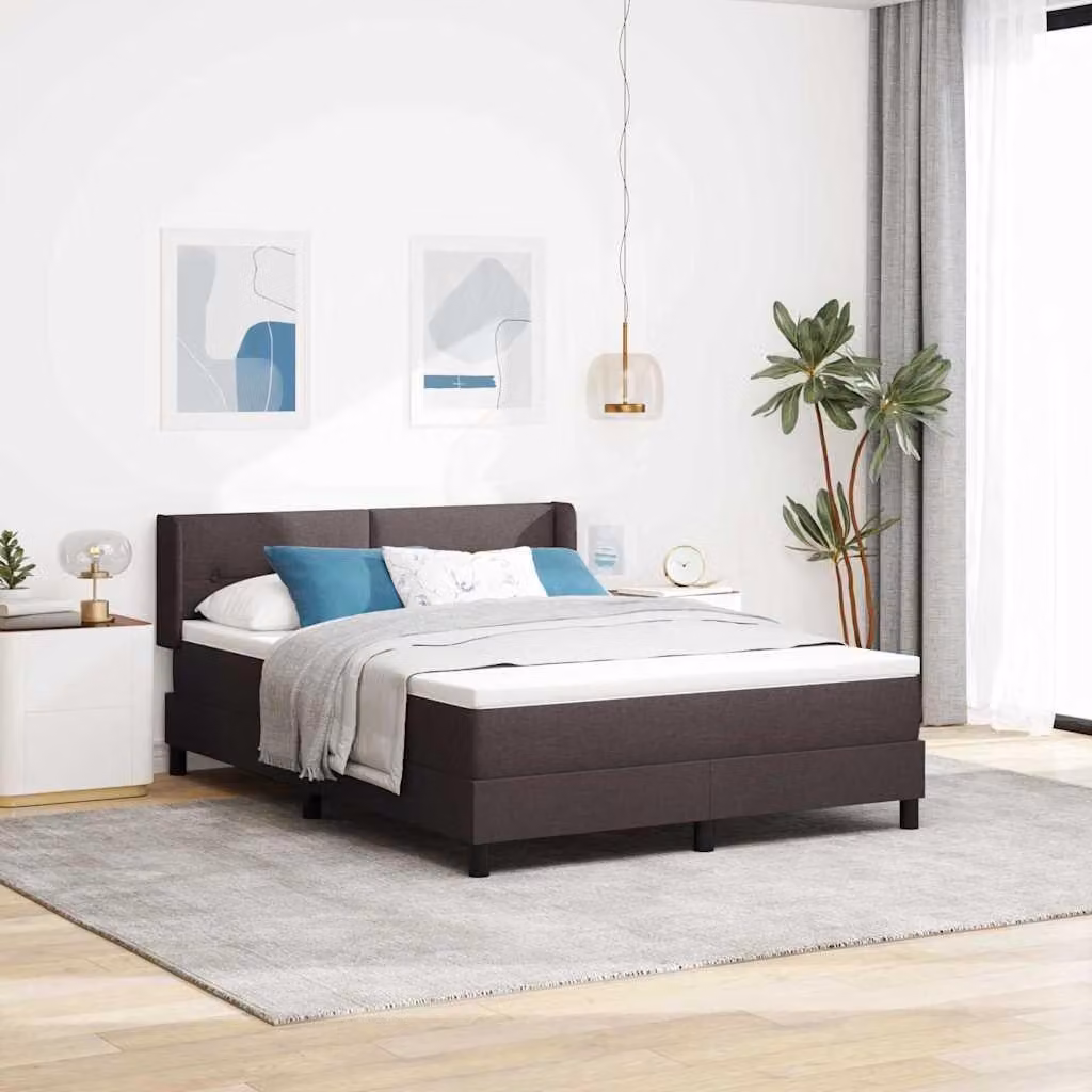 Maison Exclusive - Letto boxspring con testiera, marrone scuro, 200 x 140 cm, rivestimento in tessuto