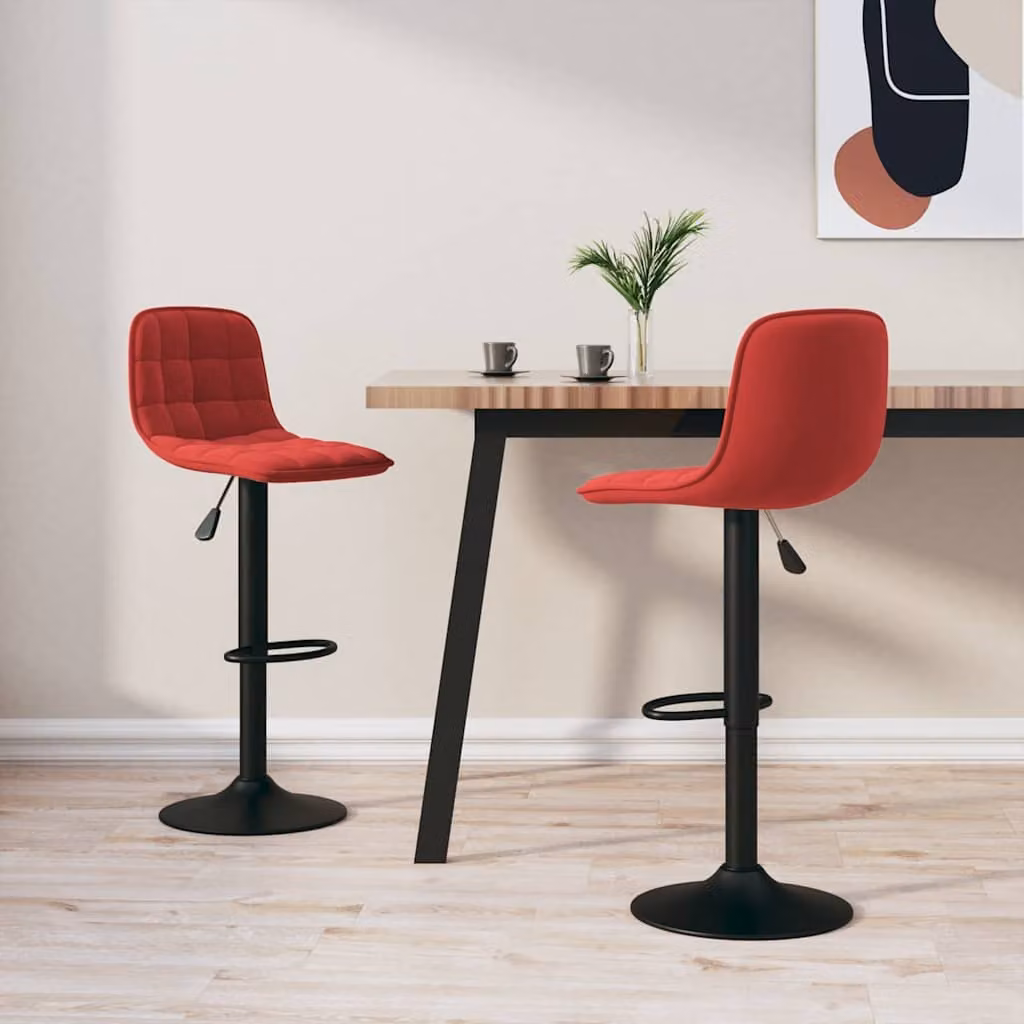 Set di 2 sgabelli da bar vidaXL in velluto rosso con base girevole a 360 gradi