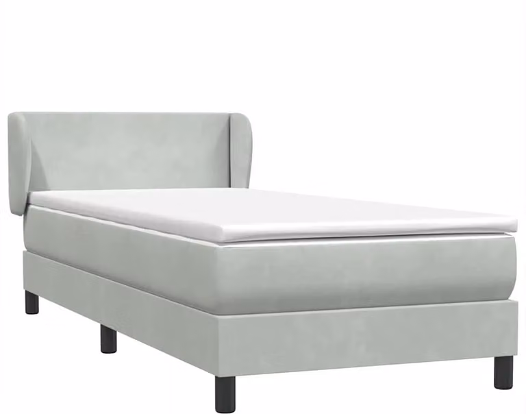 Giroletto a Molle con Materasso Grigio Chiaro 80x210 cm Velluto