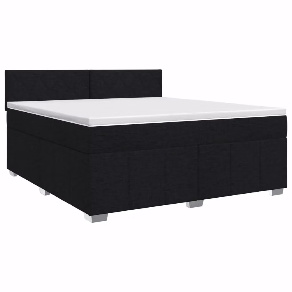 Letto box spring con materasso vidaXL in tessuto nero L 140 x P 190 cm – 2