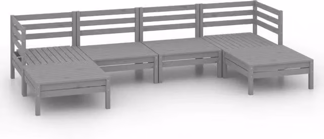 Set Salotto da Giardino 6 pz | Set di Mobili da Esterno in Legno Massello di Pino Grigio