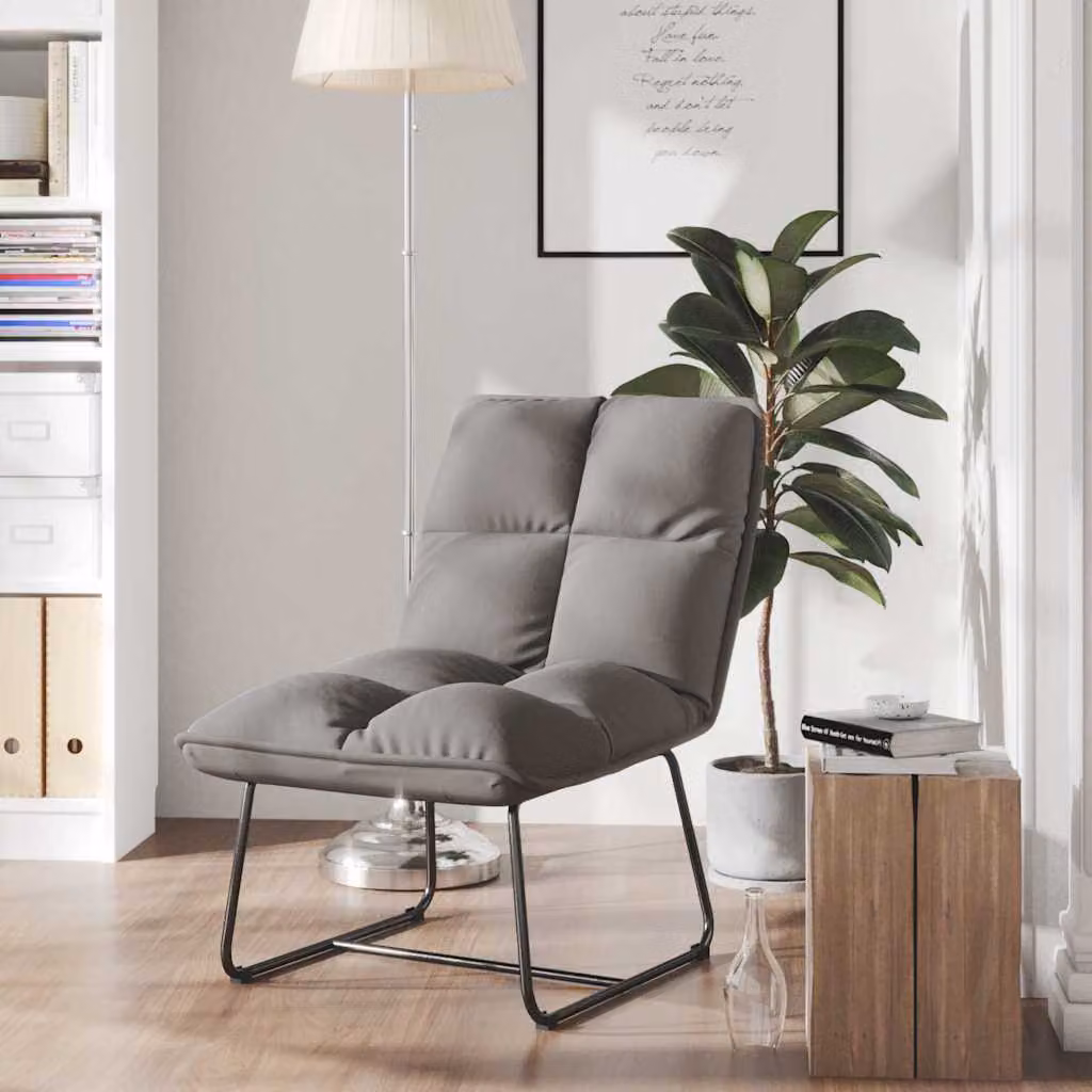 Poltrona relax moderna vidaXL in velluto grigio con struttura in metallo
