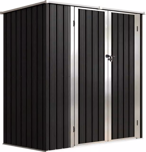 Outsunny Capanno da Giardino Esterno Metallico 1,37 m² 163x89x163 cm con Tetto Inclinato, Porte con Chiavistello e Guanti, Grigio   Aosom Italy
